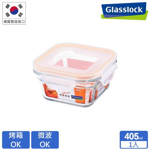 【Glasslock】 強化玻璃微烤兩用保鮮盒-方形405ml