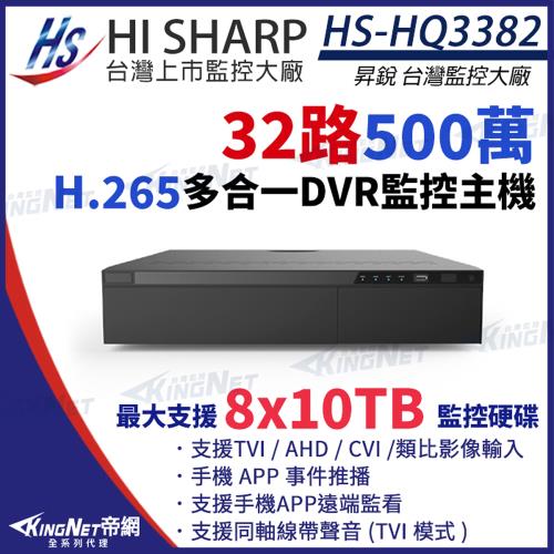 昇銳 HS-HQ3382 H.265 500萬  32路主機 監控主機 DVR 8硬碟 HI-SHARP