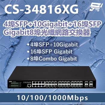 昌運監視器 CS-34816XG 4埠+10Gigabit+16埠Gigabit 8埠光纖網路交換器 10/100/1000Mbps