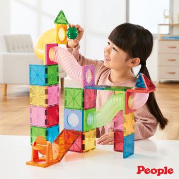 日本People-益智磁性積木-滾球滑道(加長)組合(4歲- / 磁力片)