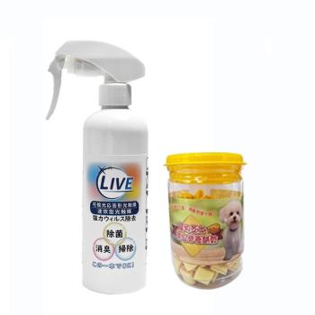 【枸杞家園】日本原裝進口寵物除臭劑光觸媒300mLx1瓶送寵物餅乾x1罐250g/組
