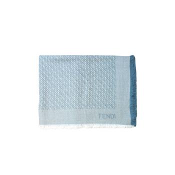 Fendi FF Logo滿版絲質圍巾/披巾(FXT069-藍綠)