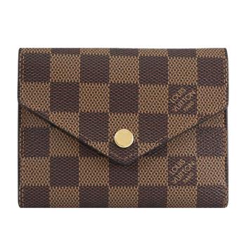 Louis Vuitton LV N41659 VICTORINE 棋盤格紋三折零錢中短夾.紅邊