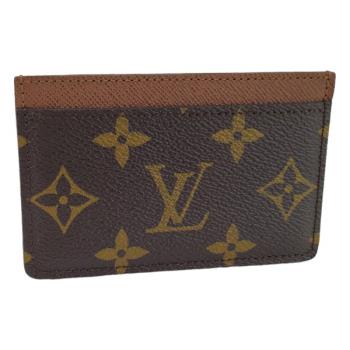 九八成新展示品！LV 咖啡色Monogram帆布雙面卡片套