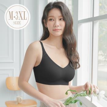 【伊黛爾】果凍波波 無鋼圈無痕涼感紓壓內衣 (M-3XL,黑色)