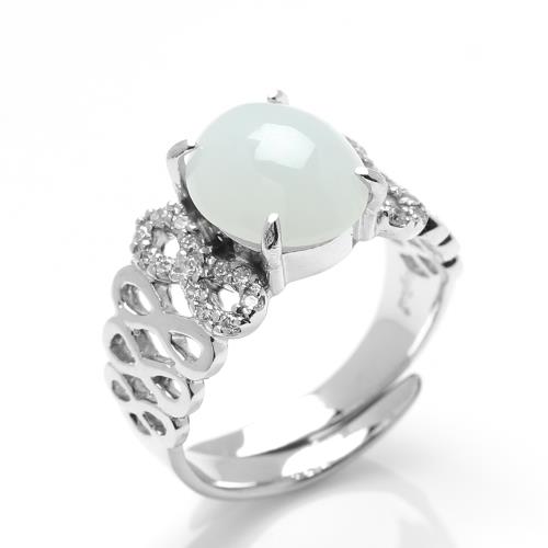 【雅紅珠寶】天然翡翠戒指-8*10mm-活圍設計-925銀飾-R0442