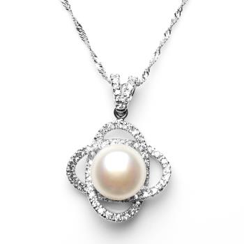 【寶石方塊】天然珍珠項鍊-11-11mm-925銀飾-N0384