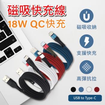 【APEX】磁性收納編織快充線-USB to Type-C 充電線 1M