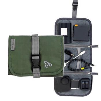 《TRAVELON》扣式3C線材收納包(軍綠) | 充電器 線材 行動電源 首飾收納袋 銀飾袋 化妝包 收納包 旅行小包