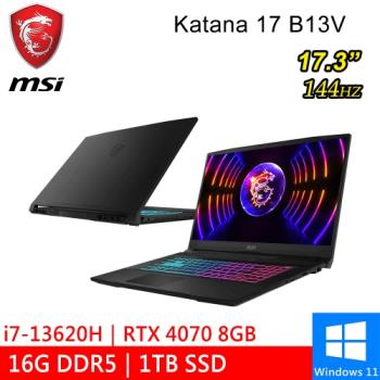 微星 Katana 17 B13VGK-1257TW 17.3吋 黑(i7-13620H/16G DDR5/1TB/RTX4070 8G/W11)