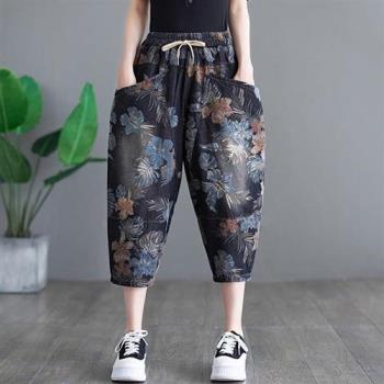 【巴黎精品】牛仔褲丹寧長褲-民族印花水洗休閒女褲子2色a1fe57