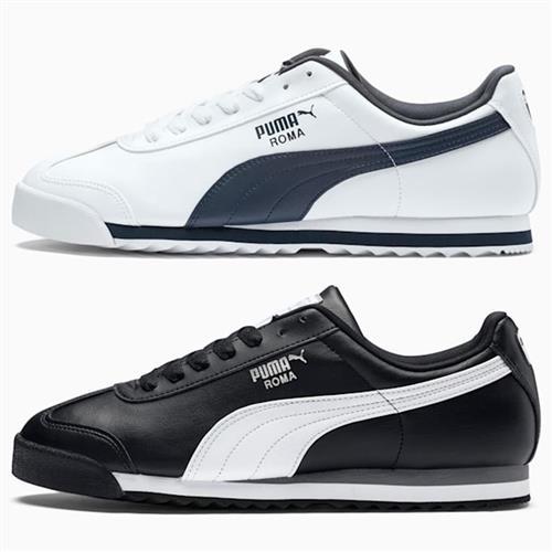 Puma 休閒鞋 男鞋 女鞋 皮革 Roma Basic 白藍/黑白【運動世界】35357212/35357211