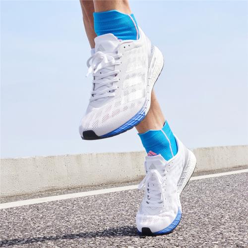 adidas 慢跑鞋 Adizero Boston 9 M 男鞋 白 藍 透氣 路跑 運動鞋 愛迪達 EG4672