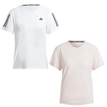 Adidas 短袖上衣 女裝 排汗 反光 白/粉【運動世界】IK7442/IN1598