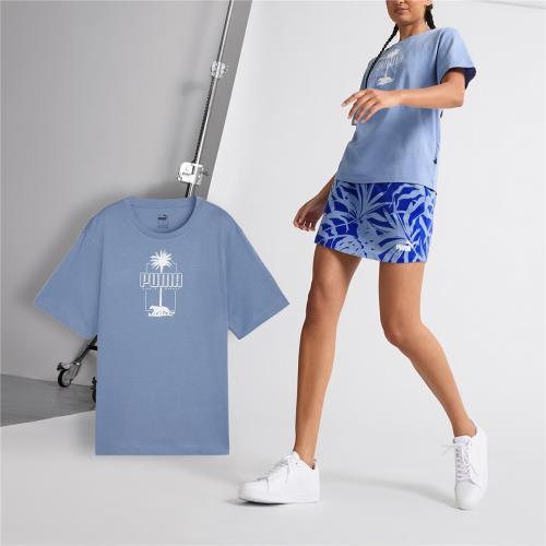 Puma 短袖 Palm Resort Tee 女款 藍 白 寬鬆 短T 王淨同款 68300520