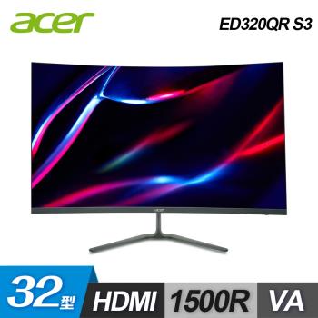 【Acer 宏碁】ED320QR S3 32型 1500R 曲面電競螢幕