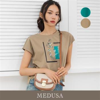 現貨【MEDUSA 曼度莎】線條畫造型落肩T恤 - 2色（M-XL）｜女休閒上衣 短袖上衣