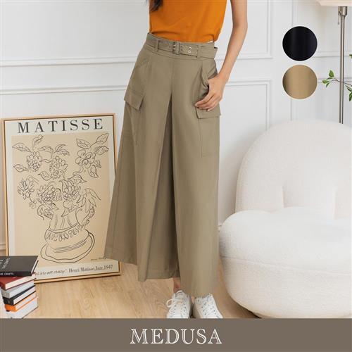 現貨【MEDUSA 曼度莎】大箱褶遮蓋造型天絲棉長褲 - 2色（M-L）｜女休閒長褲 女寬褲