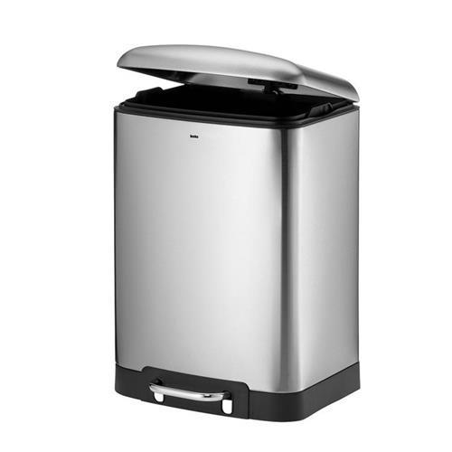 《KELA》Davino腳踏式垃圾桶(髮絲銀12L) | 緩衝闔蓋 回收桶 廚餘桶 踩踏桶