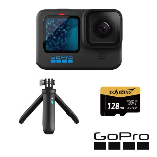 【GoPro】HERO11 Black 手持128G套組 (HERO11單機+Shorty迷你延長桿+腳架+128G記憶卡) 正成公司貨