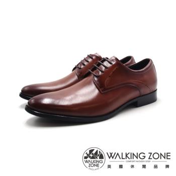 WALKING ZONE(男)質感藍底壓點側縫線商務皮鞋 男鞋-深棕色