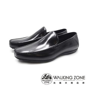 WALKING ZONE(男)方頭車縫樂福皮鞋 男鞋-亮黑色