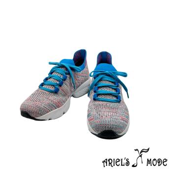 Ariels mode-超輕量羅紋縮口彈力針織織休閒鞋-藍色