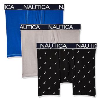 NAUTICA 2024男時尚透氣藍灰黑色四角修飾內著混搭3件組