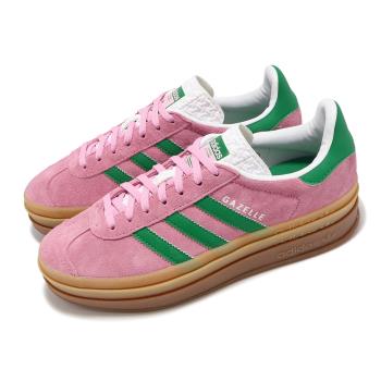 adidas 休閒鞋 Gazelle Bold W 女鞋 粉紅 綠 復古 膠底 厚底 增高 愛迪達 IE0420