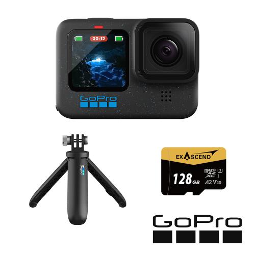 【GoPro】HERO12 Black 手持128G套組 (HERO12單機+Shorty迷你延長桿+腳架+128G記憶卡) 正成公司貨
