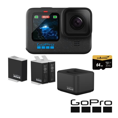 【GoPro】HERO12 Black 超級電量套組 (HERO12單機+Enduro雙電池充電器+原廠充電電池+64G記憶卡) 正成公司貨
