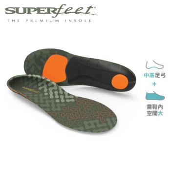 【美國SUPERfeet】健康慢跑登山健行多用途抑菌足弓鞋墊(森林綠)