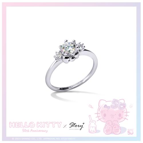 STORY 故事銀飾-Hello Kitty 50th系列-凱蒂貓莫桑石單鑽純銀戒指 【客製品】