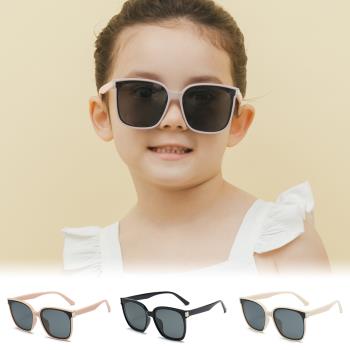 【ALEGANT】派對時尚5-12歲兒童專用輕量矽膠彈性太陽眼鏡│UV400方框偏光墨鏡