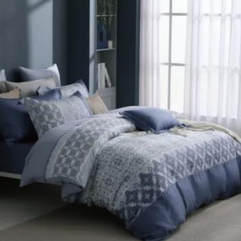 【Caliphil佳麗惠寢具】300織100%天絲 雙人加大床包被單四件組 星空光暈 歐式典雅床組 台灣設計製造