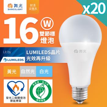 20入組 舞光 16W LED節標燈泡 環標燈泡 E27 全電壓(白光/自然光/黃光)