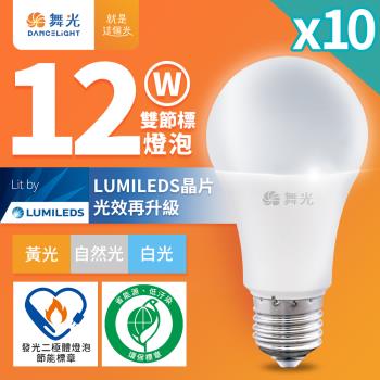 10入組 舞光 新升級節能/環保雙認證 12W LED燈泡 E27 全電壓(白光/自然光/黃光)