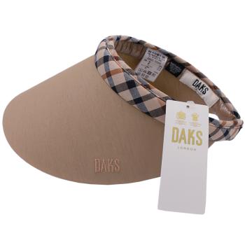 【DAKS】DAKS 經典LOGO刺繡格紋運動型遮陽帽(卡其色)