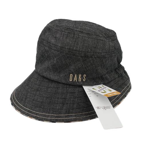 【DAKS】經典LOGO刺繡抗UV超輕量遮陽帽魚夫帽(灰色)