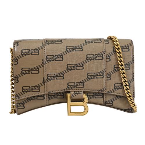 BALENCIAGA 巴黎世家 656050 Hourglass 印花WOC鍊包.駝棕