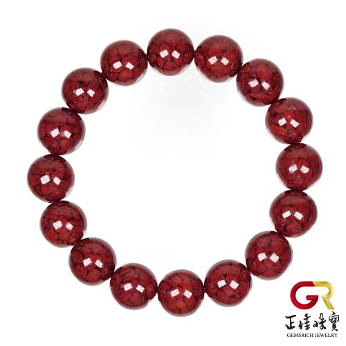 【正佳珠寶】原礦晶體硃砂 11.8-12.2mm 晶體砂 硃砂手珠｜日本彈力繩