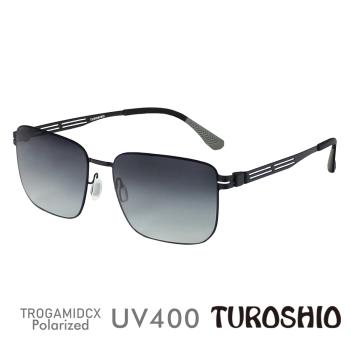 Turoshio太空尼龍偏光太陽眼鏡 金屬簍空窗框 無螺絲 嵌入式鏡片 經典黑 J8084 C4