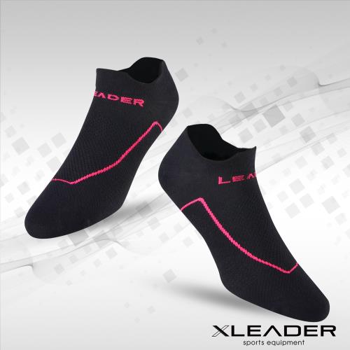 任-LEADER 台灣製ST-01 環形加壓 網眼導流透氣短襪 機能除臭運動襪 一雙入 女款(黑色)