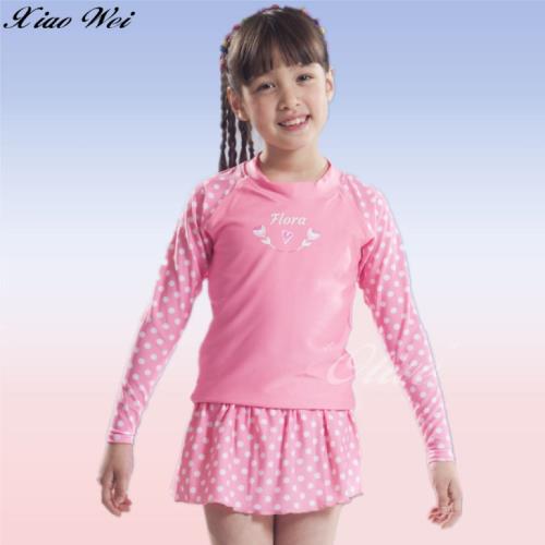 泳之美品牌 流行女童長袖兩件式裙款泳裝 NO.678188
