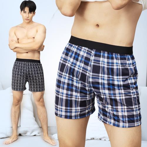 1件組【GIAT】男透氣舒適格紋平口褲/阿羅褲(花色隨機出貨)