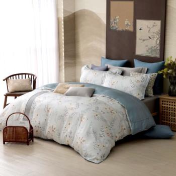 【Caliphil佳麗惠寢具】300織100%天絲 雙人加大床包被單四件組 茶韻 東方典雅風格床組 台灣設計製造