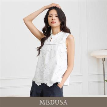 現貨【MEDUSA 曼度莎】純白大花蕾絲無袖上衣（M-XL）｜女上衣 蕾絲上衣