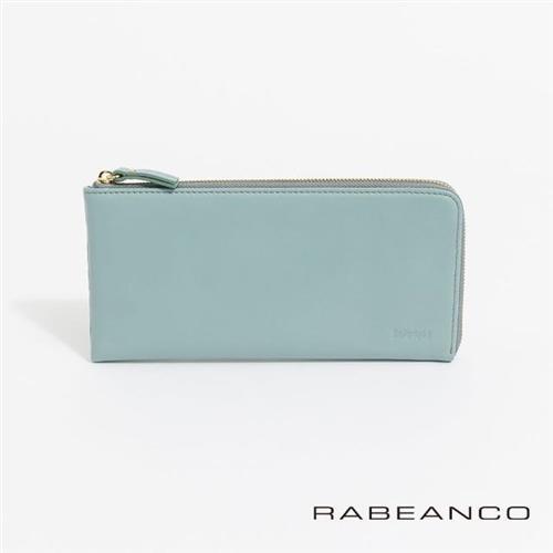 【RABEANCO】歐系經典單拉鍊長夾(粉藍)