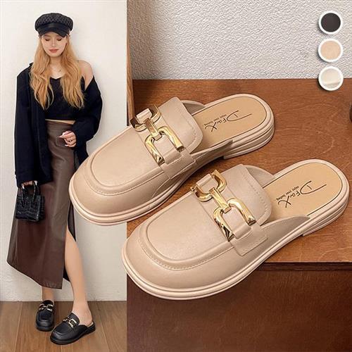 【Alice】韓國雜誌款金屬風尚通勤涼鞋(拖鞋/娃娃鞋/樂福鞋/休閒鞋)