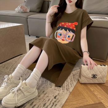 【LANNI 藍尼】★圖畫卡通印花長版連衣裙(女上衣/短袖/休閒)